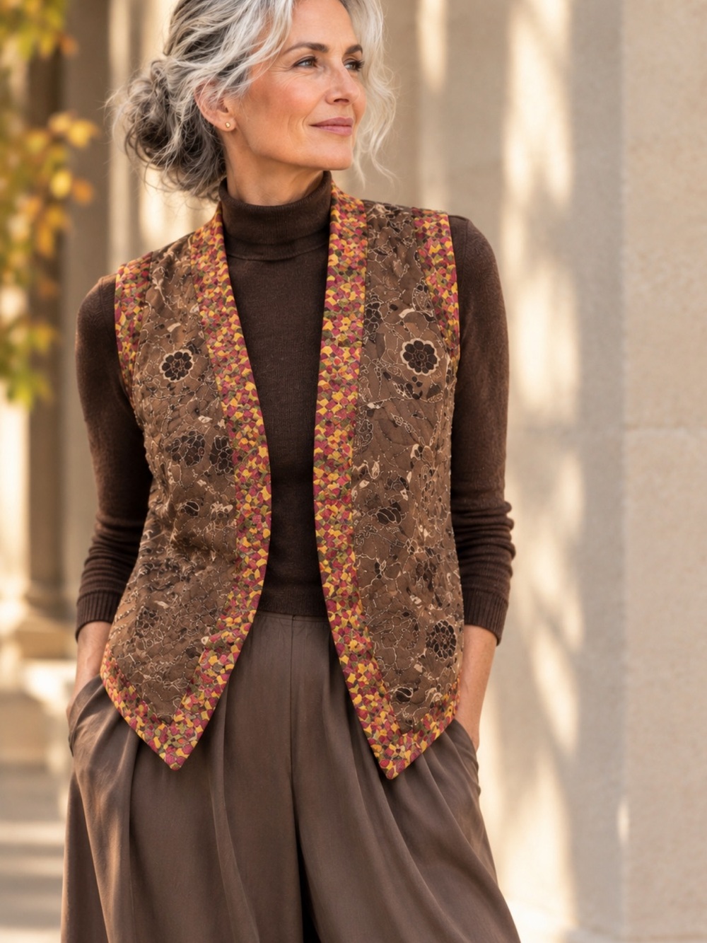 🇨🇦 Vintage Reversible Quilted Vest • Brown & Turquoise • Unique Artisan-Made